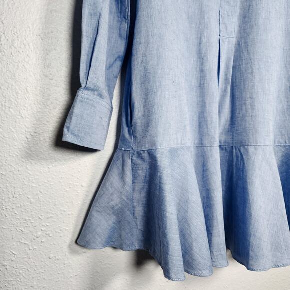 Tuckernuck Chambray Callahan Shirt Dress New Pockets Classic Trendy Mini Size XS - Picture 5 of 8